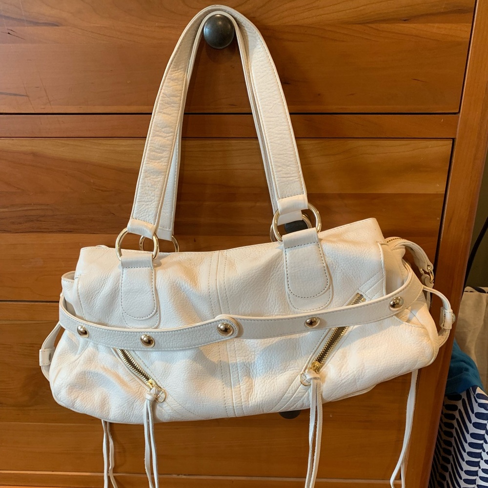 Botkier white leather with tassels hobo